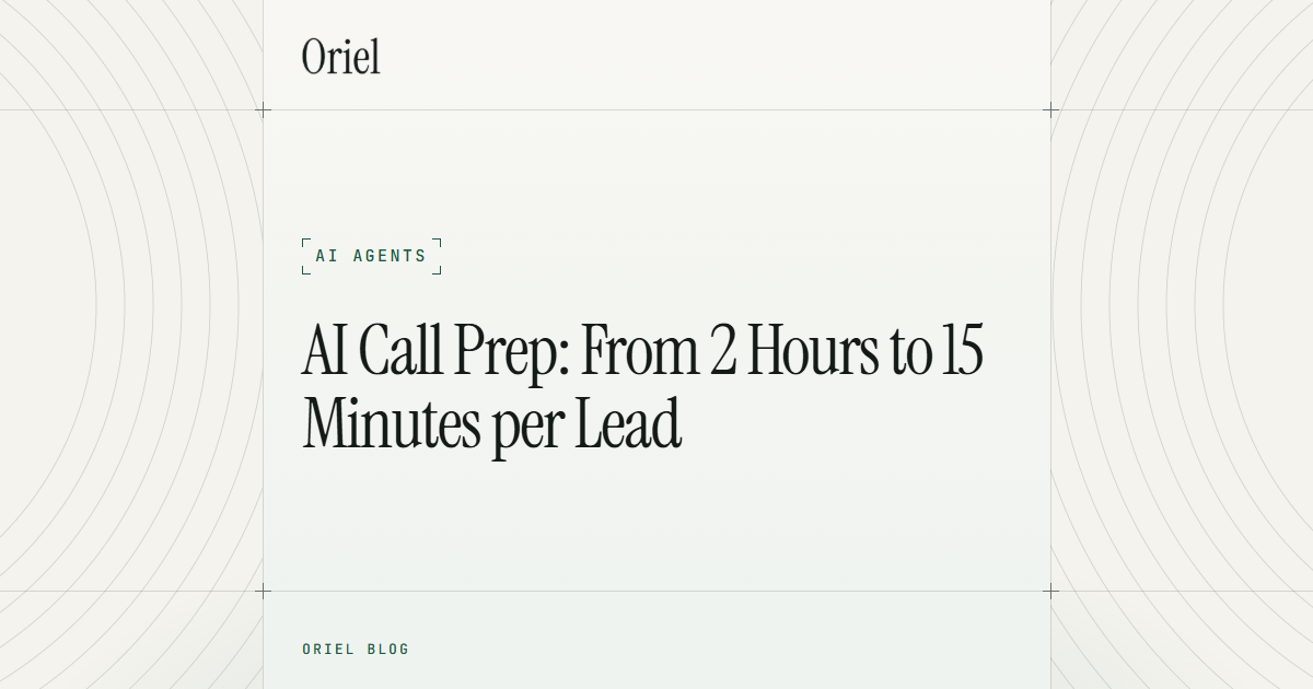AI Call Prep: From 2 Hours to 15 Minutes per Lead