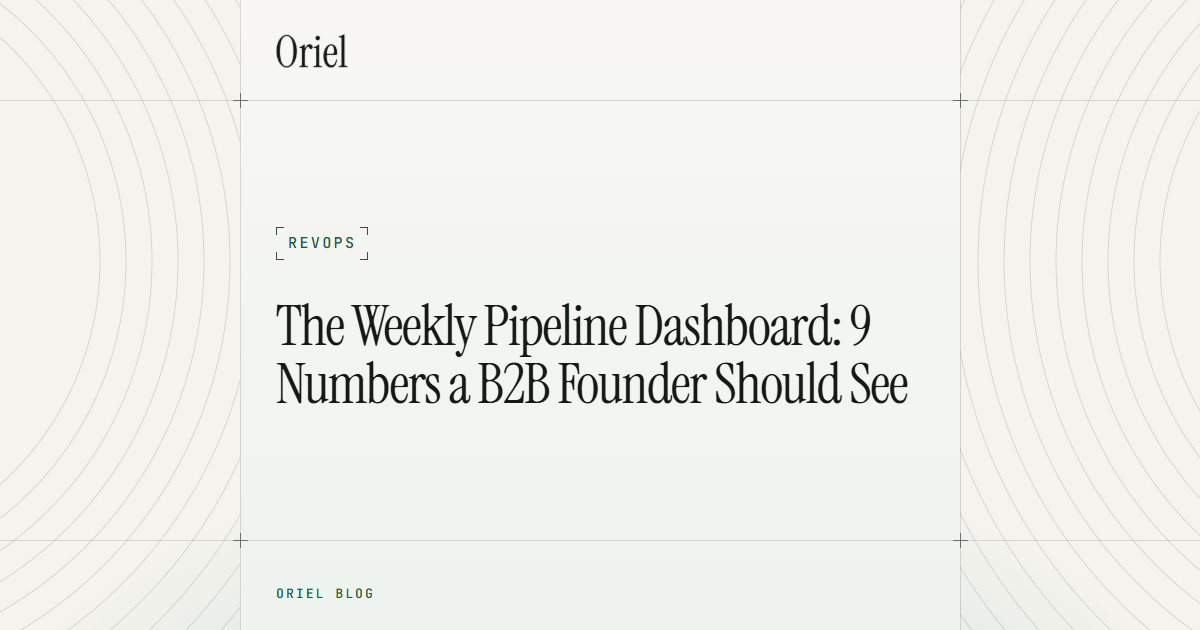 The Weekly Pipeline Dashboard: 9 Numbers a B2B Founder Should See
